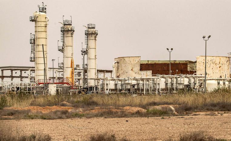 Oil production facilities at the Al-Omar oil field in the eastern Syrian Deir Ezzor province