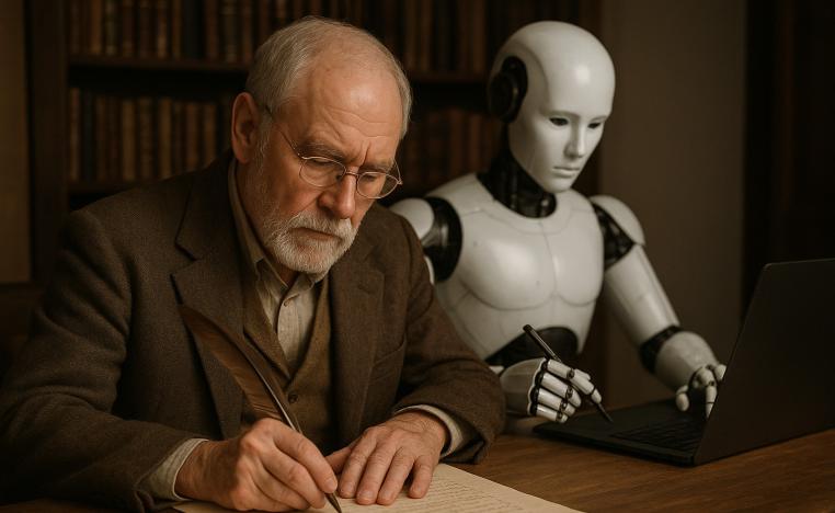 مؤرخ مع روبوت