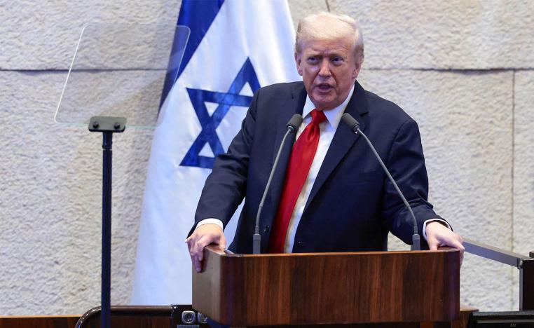 US President Donald Trump addressing the Knesset