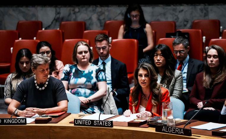 Deputy United States Special Envoy to the Middle East Morgan Ortagus speaks to members of the UN Security Council in New York City, September 18, 2025.