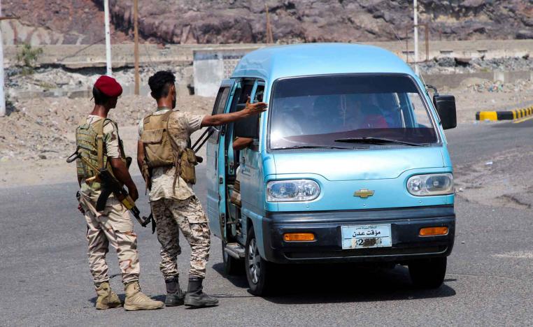 Members of the Southern Transitional Council (STC) man a checkpoint in Aden. 