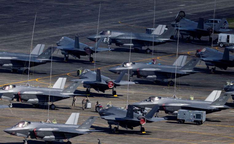 US Air Force F-35A and F-35B Lightning II fighter jets sit parked at the former Roosevelt Roads naval base, in Ceiba, Puerto Rico, December 29, 2025. 