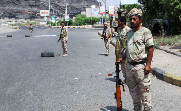Members of the separatist Southern Transitional Council (STC) man a checkpoint in Aden, Yemen, October 2, 2021. 