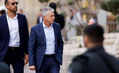 David Barnea, the head of the Israeli Mossad, attends an honour guard at Israel’s Defence Ministry in Tel Aviv, January 16, 2023. 