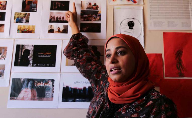 Egyptian founder of ‘Wanas El-Hekayat’, a platform to support women to heal and voice their opinions through storytelling workshops, Zahra Abdellah talks during an interview in Cairo, March 7, 2022. 