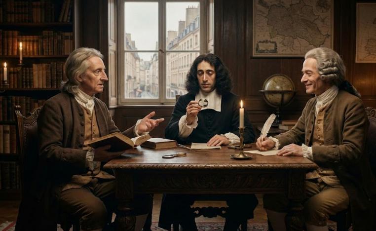 جون لوك وسبينوزا وفولتير حول طاولة واحدة