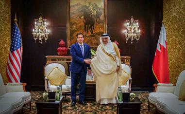 US Secretary of State Marco Rubio meets Bahrain's Foreign Minister, Abdullatif bin Rashid Al-Zayani in Manama