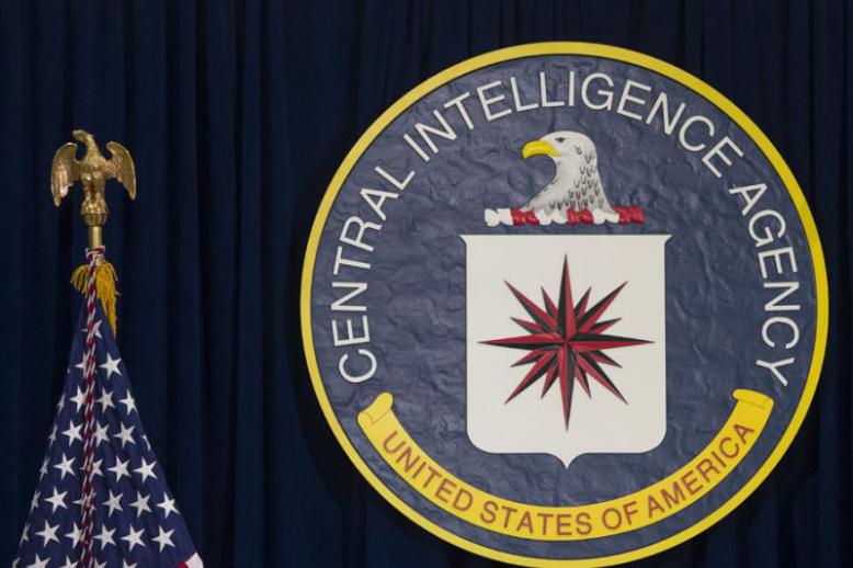 The logo of the Central Intelligence Agency is seen at CIA Headquarters in Langley, Virginia