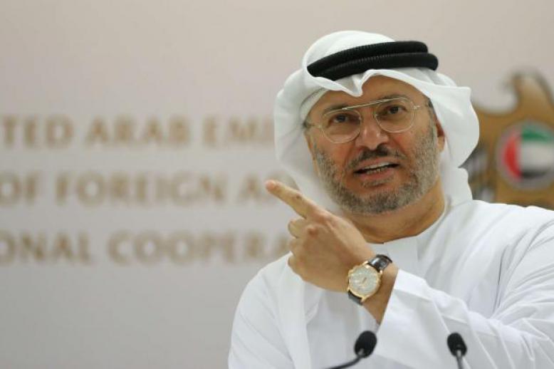 Emirati Minister of State for Foreign Affairs Anwar Gargash speaks during a press conference in Dubai