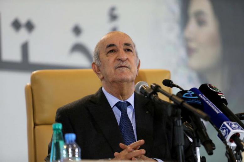 Newly elected President Abdelmadjid Tebboune addresses a news conference in Algiers, Algeria, December 13, 2019
