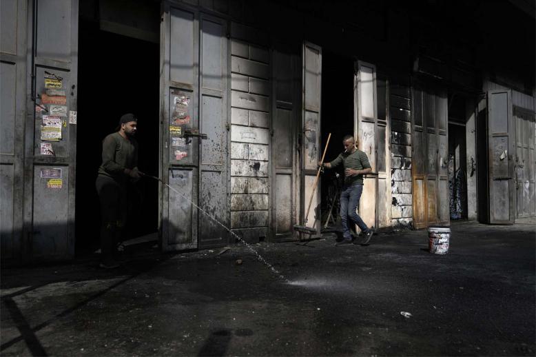  The aftermath of a rampage by settlers in Hawara earlier this month