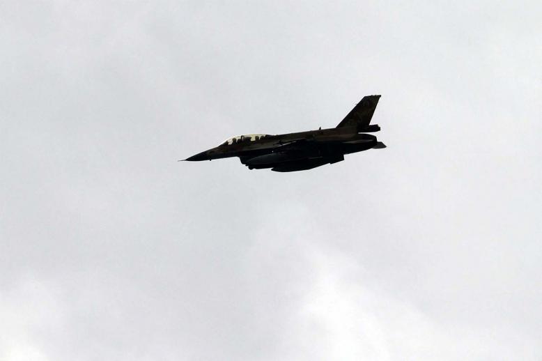 An Israeli Air Force fighter jet flying over the border area with south Lebanon 