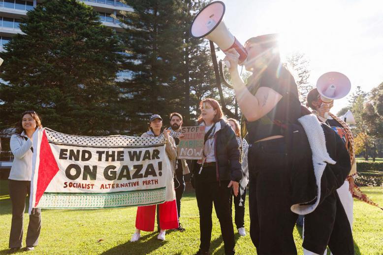 Pro-Palestinian supporters rally in Perth, June 18, 2024