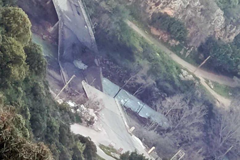 The damaged bridge