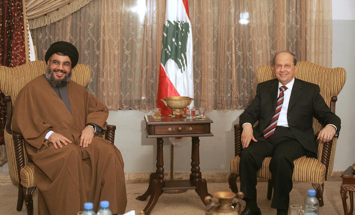 الرئيس اللبناني ميشال عون وأمين عام حزب الله حسن نصرالله