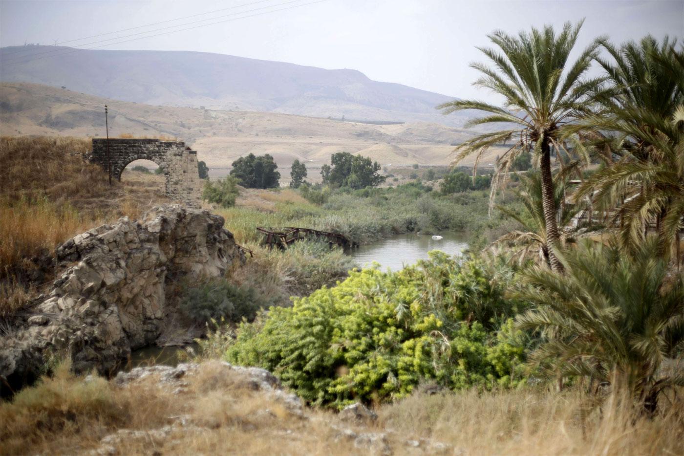 The Jordan river flows in the Jordan valley area called Baqura