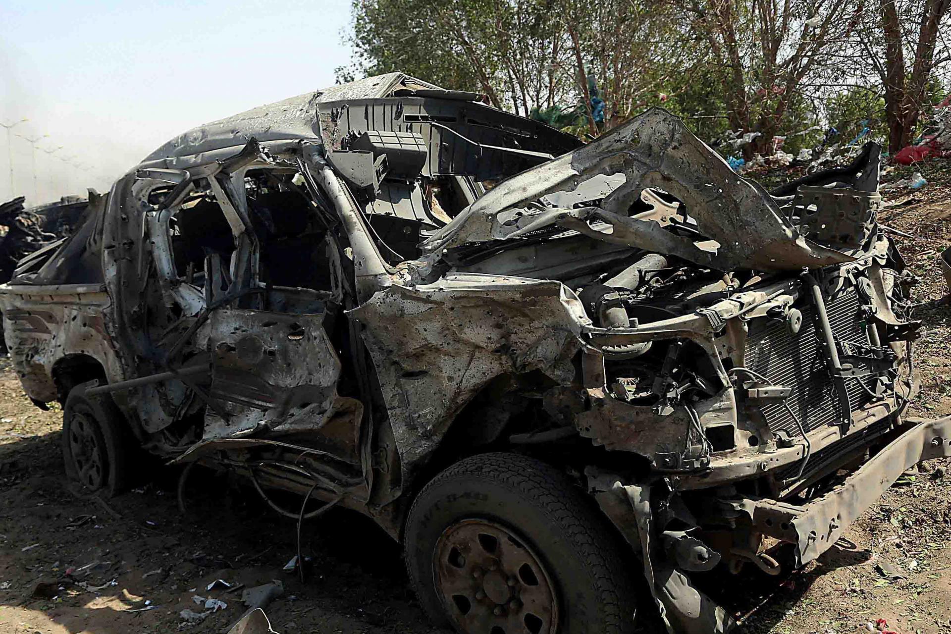 Car reportedly destroyed by air strikes on Hodeida