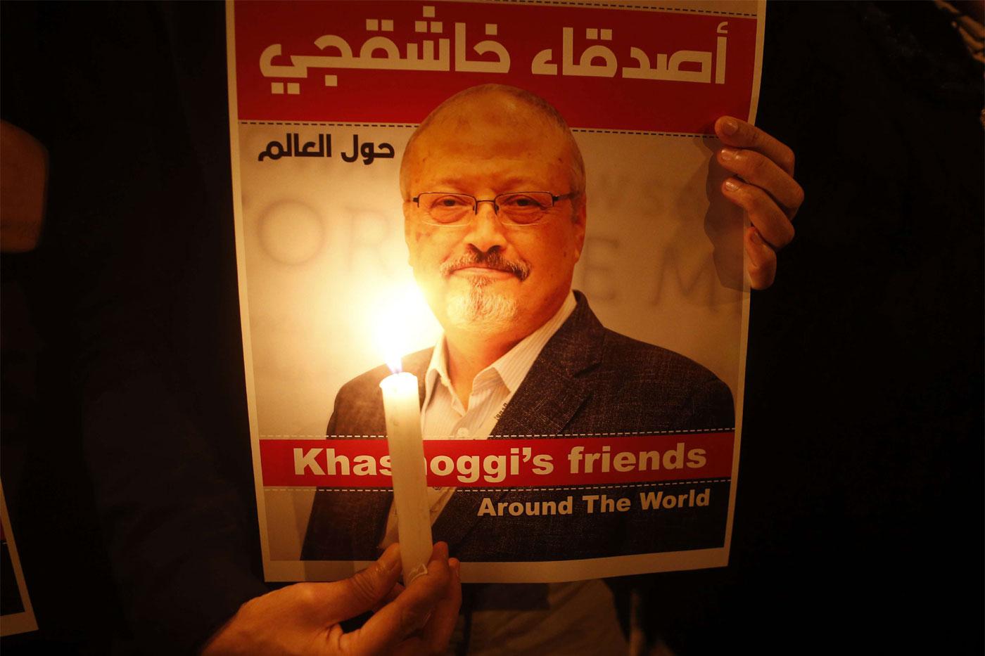 A candlelight vigil outside Saudi Arabia's consulate in Istanbul