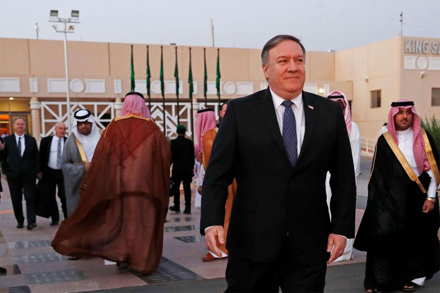 US Secretary of State Mike Pompeo leaving Riyadh