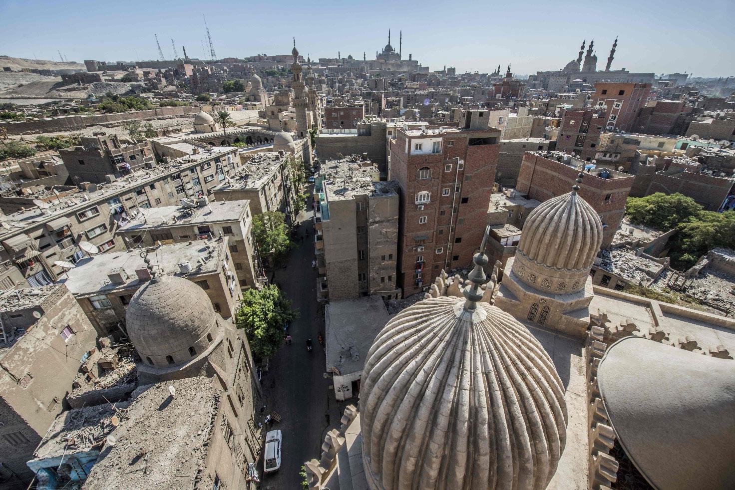 A picture taken on October 28, 2018 shows the Umm al-Sultan Shaban mosque in the historical Islamic quarter of Cairo. 