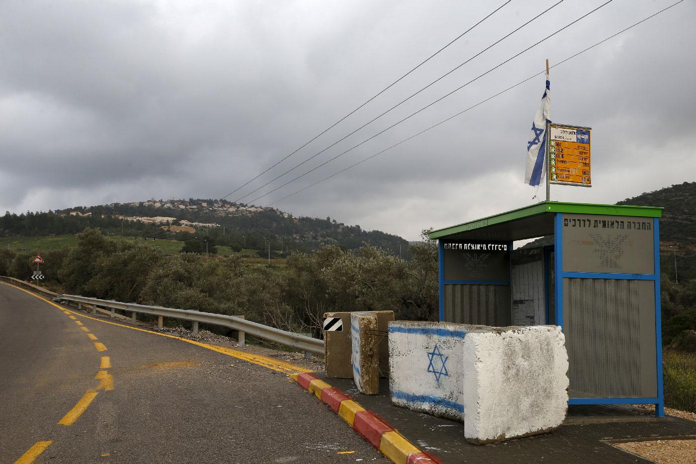 A road leading to the Jewish West Bank settlement of Dolev where rental properties listed on Airbnb are offered February 23, 2016. 