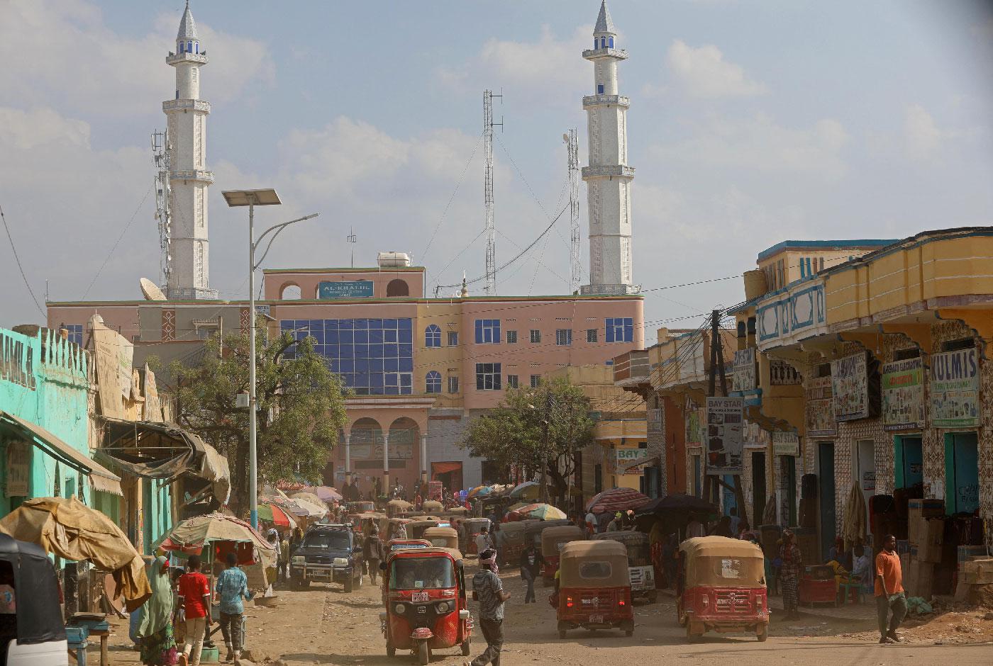 Rickshaws travel along a street of the southern city of Baidoa, Somalia November 3, 2018.