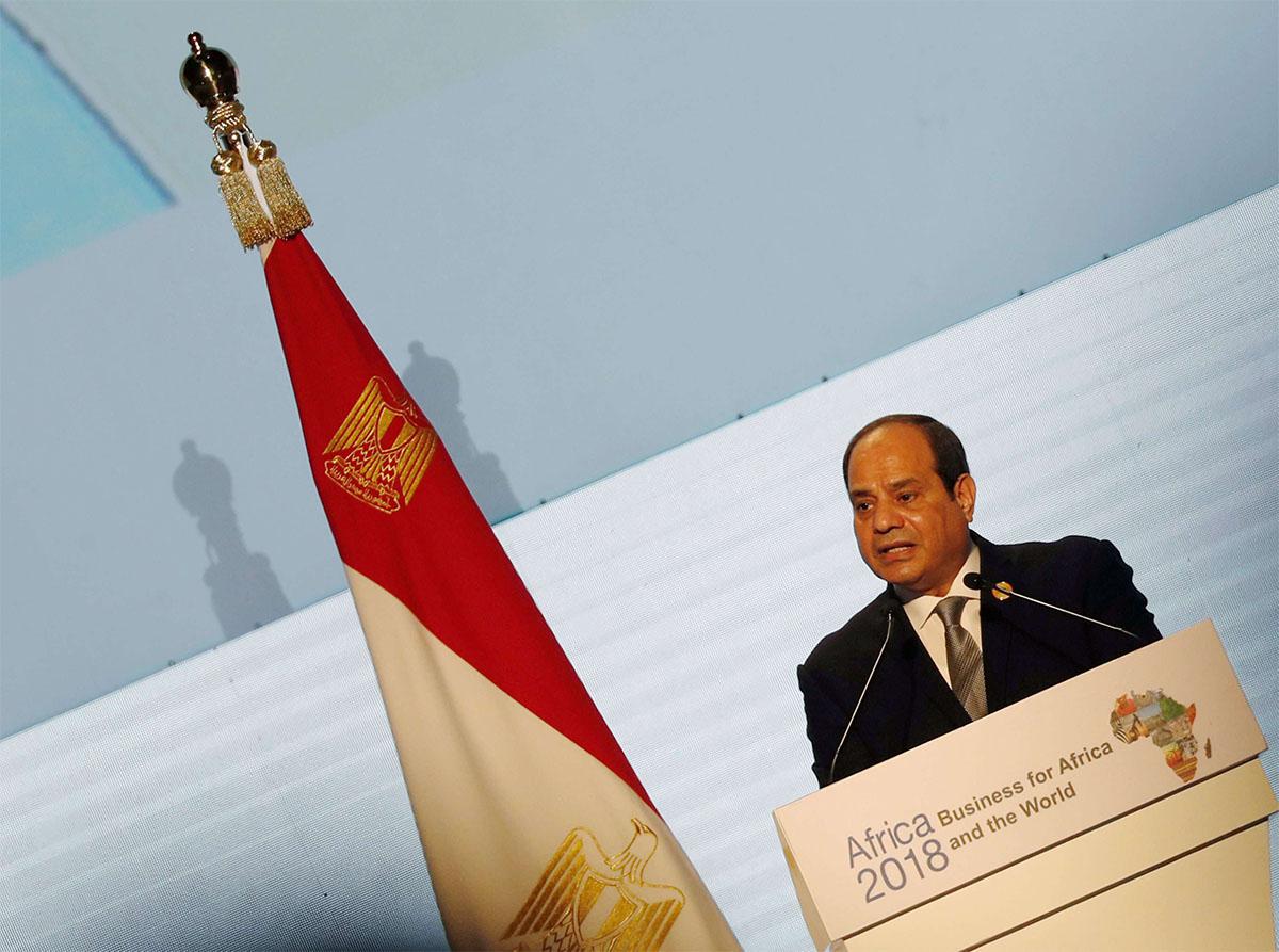 Egyptian President Abdel Fattah al-Sisi addressing the business forum