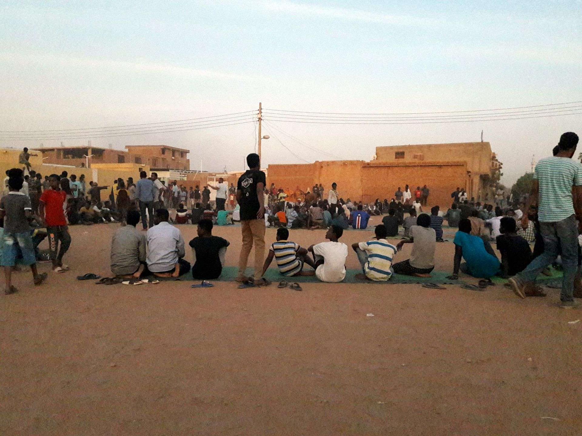 Sudanese demonstrators gather during a sit-in on January 27, 2019, in the Bahri neighbourhood, north of the capital Khartoum