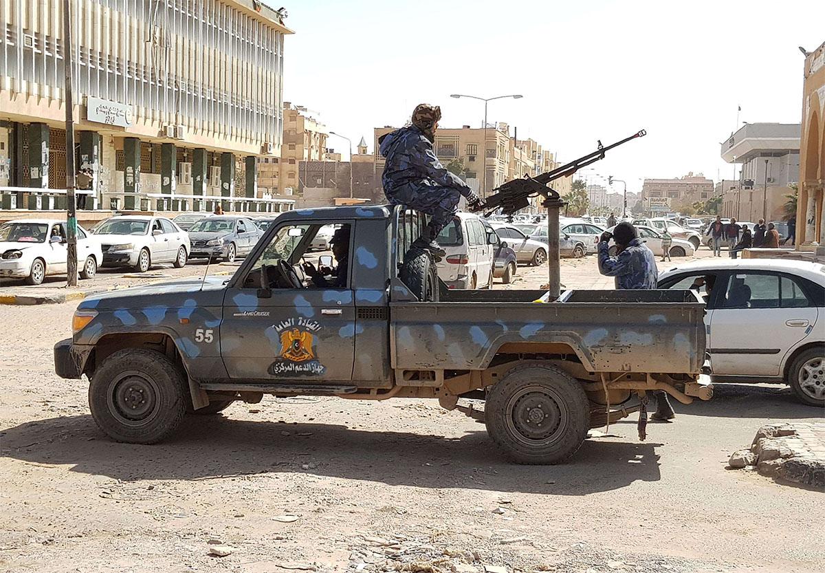 Forces loyal to Haftar patrol in the southern Libyan city of Sebha