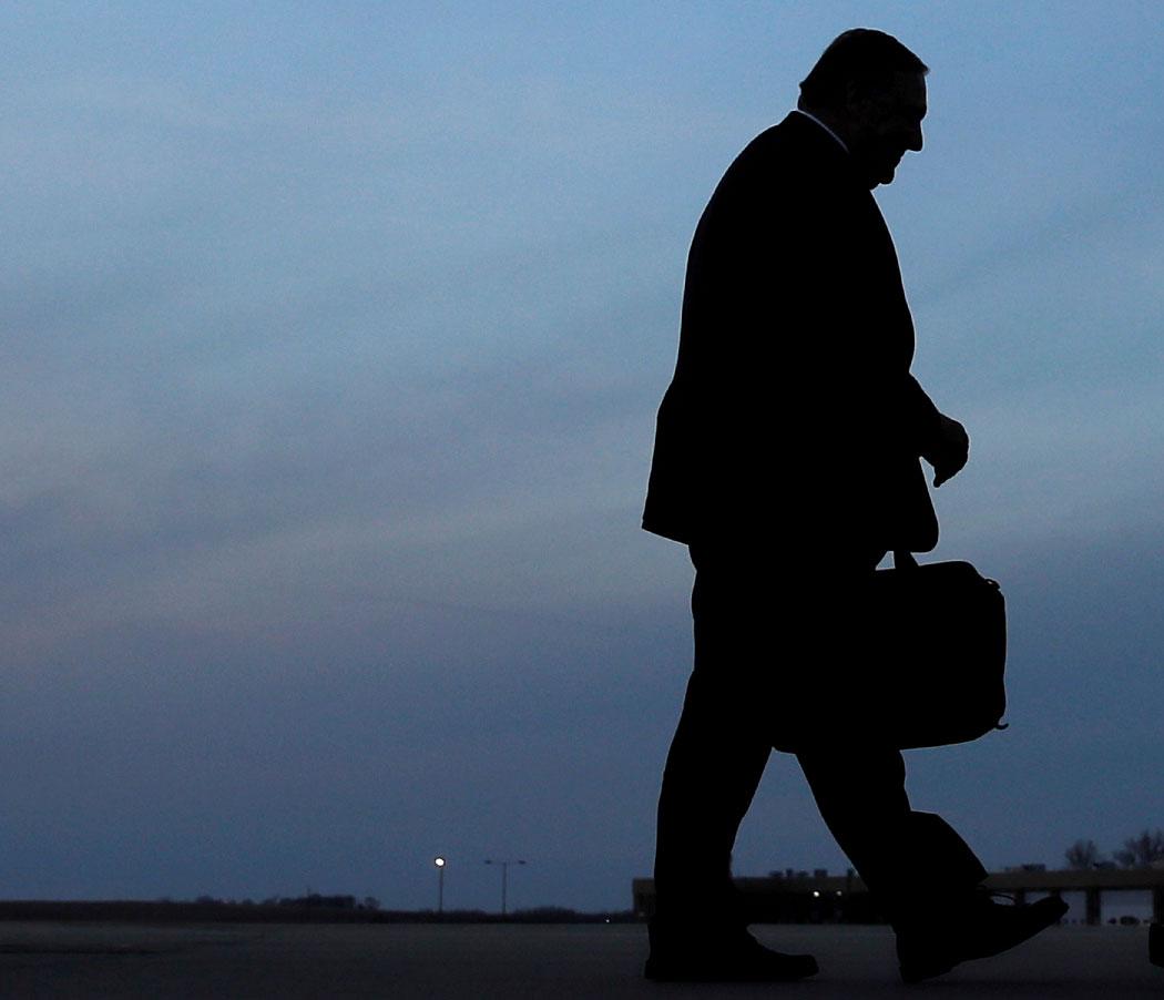 US Secretary of State Mike Pompeo boards his plane in Kansas City, Missouri, U.S., March 18, 2019.