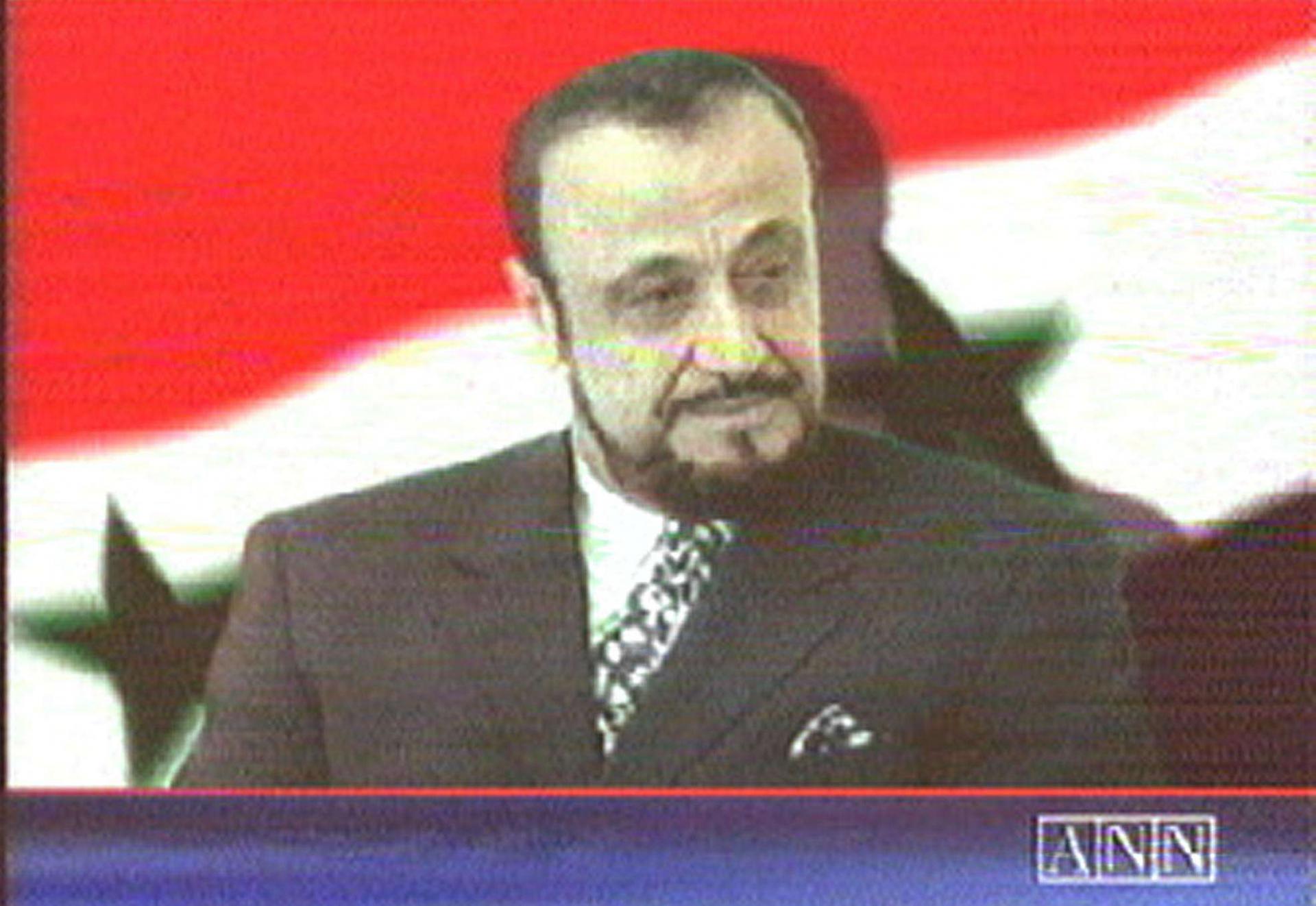 A file TV grab made on June 12, 2000 shows a photo of Rifaat al-Assad, the exiled brother of Syria's late Preisdent Hafez al-Assad, as it appeared on June 12, 2000 on the London-based Arab News Network (ANN) television station, which belongs to his son Sumer.