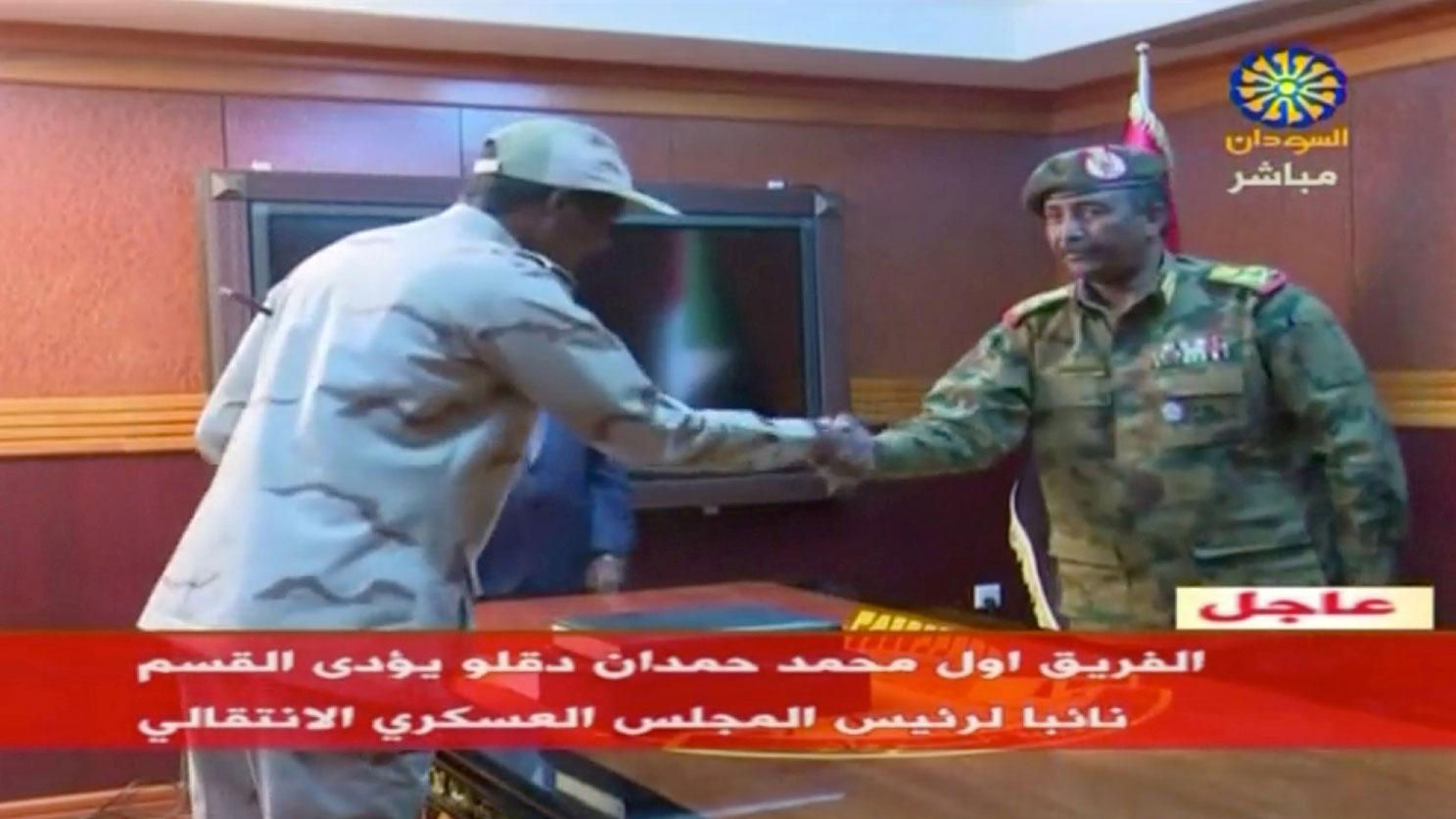 Sudan's General Abdelfattah Mohamed Hamdan Dagalo, head of the Rapid Support Forces, is sworn in as deputy head of Sudan's Transitional Military Council