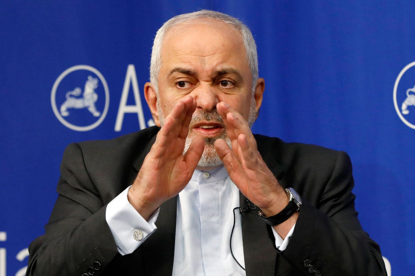 Iran's Foreign Minister Mohammad Javad Zarif speaks at the Asia Society in New York