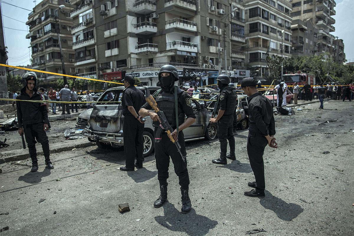 The site of a bombing that killed Egypt's top prosecutor Hisham Barakat,