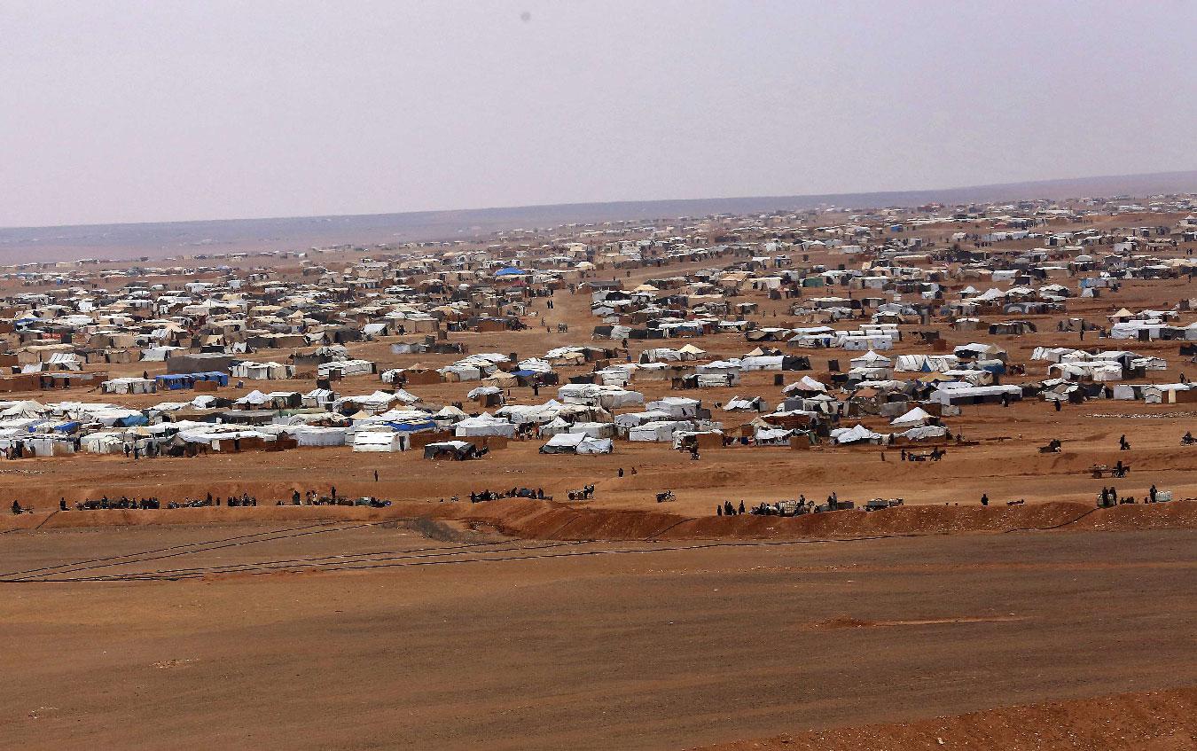 Aerial view of the informal Rukban camp, between the Jordan and Syria borders