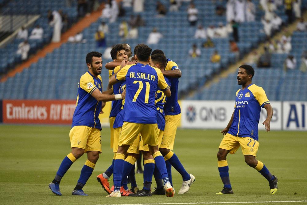 النصر يحتفل بالتسجيل في شباك الزوراء