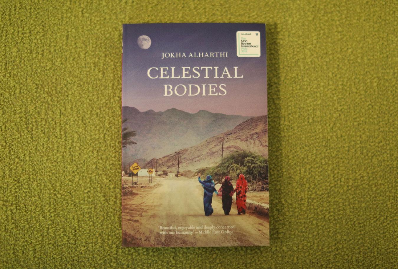 A copy of 'Celestial Bodies' by Arabic author Jokha Alharthi