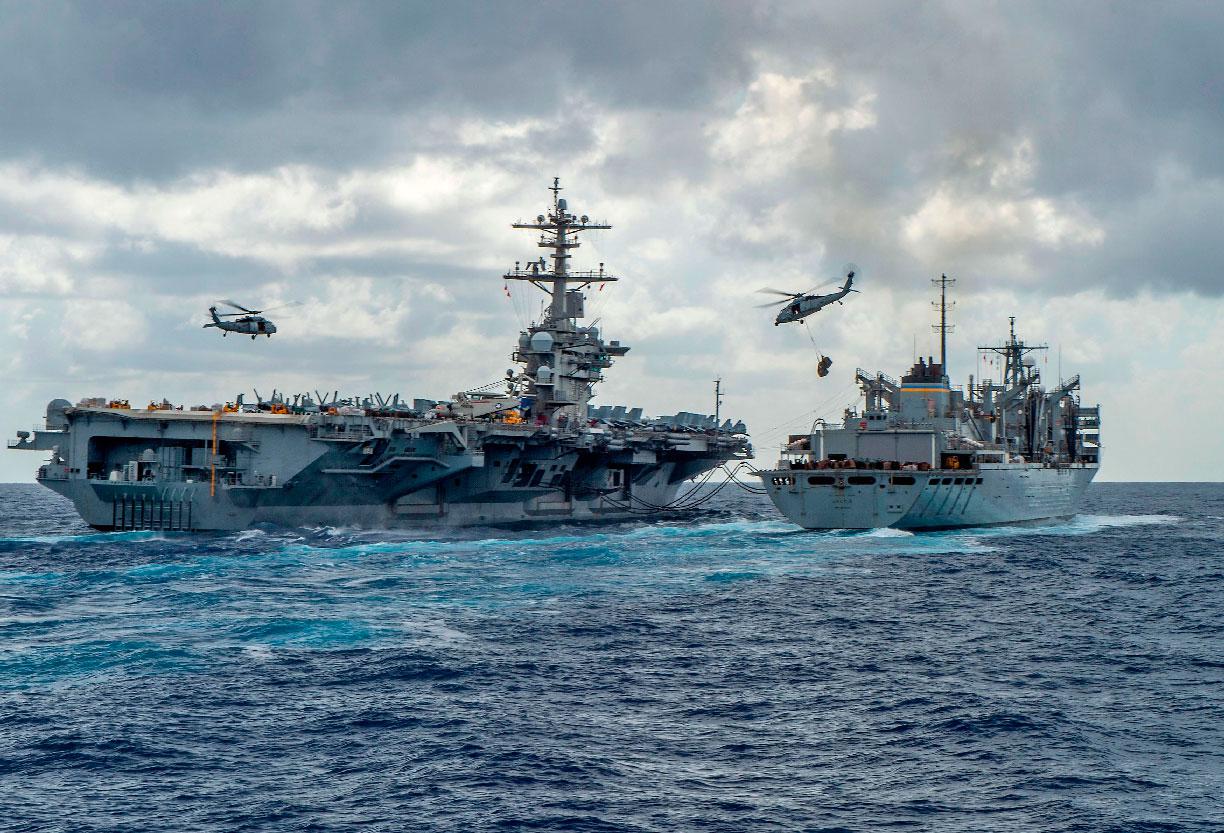 Picture shows the aircraft carrier USS Abraham Lincoln