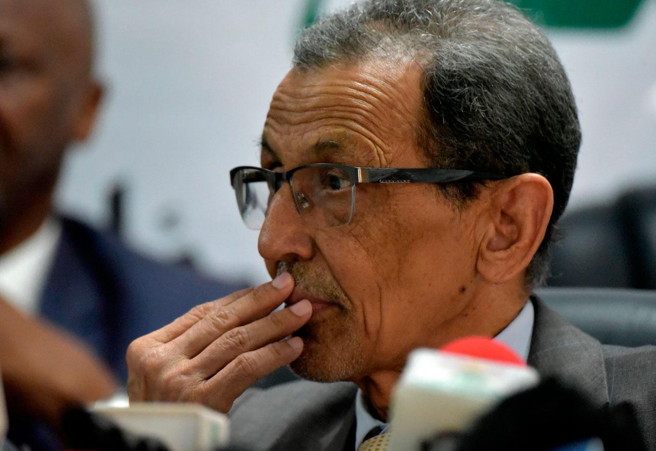 Mohamed Vall Ould Bellal, president of the Independent National Electoral Commission, attends a press conference in Nouakchott