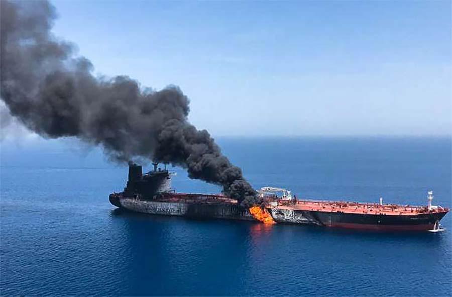 Norwegian tanker ablaze at sea