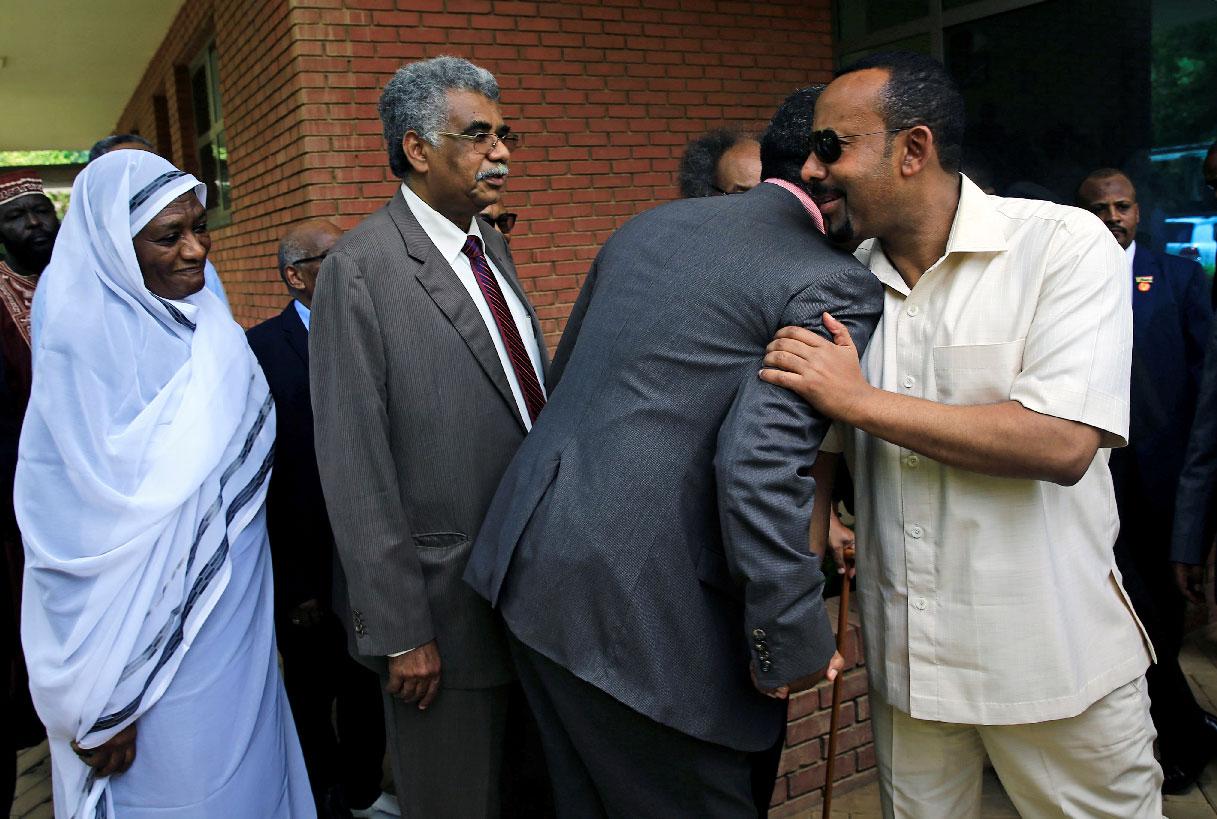 Ethiopian Prime Minister Abiy Ahmed arrives to meet members of Sudan's opposition alliance 