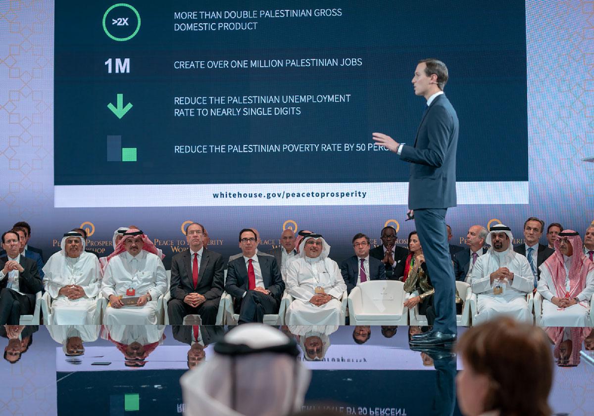 Jared Kushner speaking during a US-sponsored Middle East economic conference in Manama