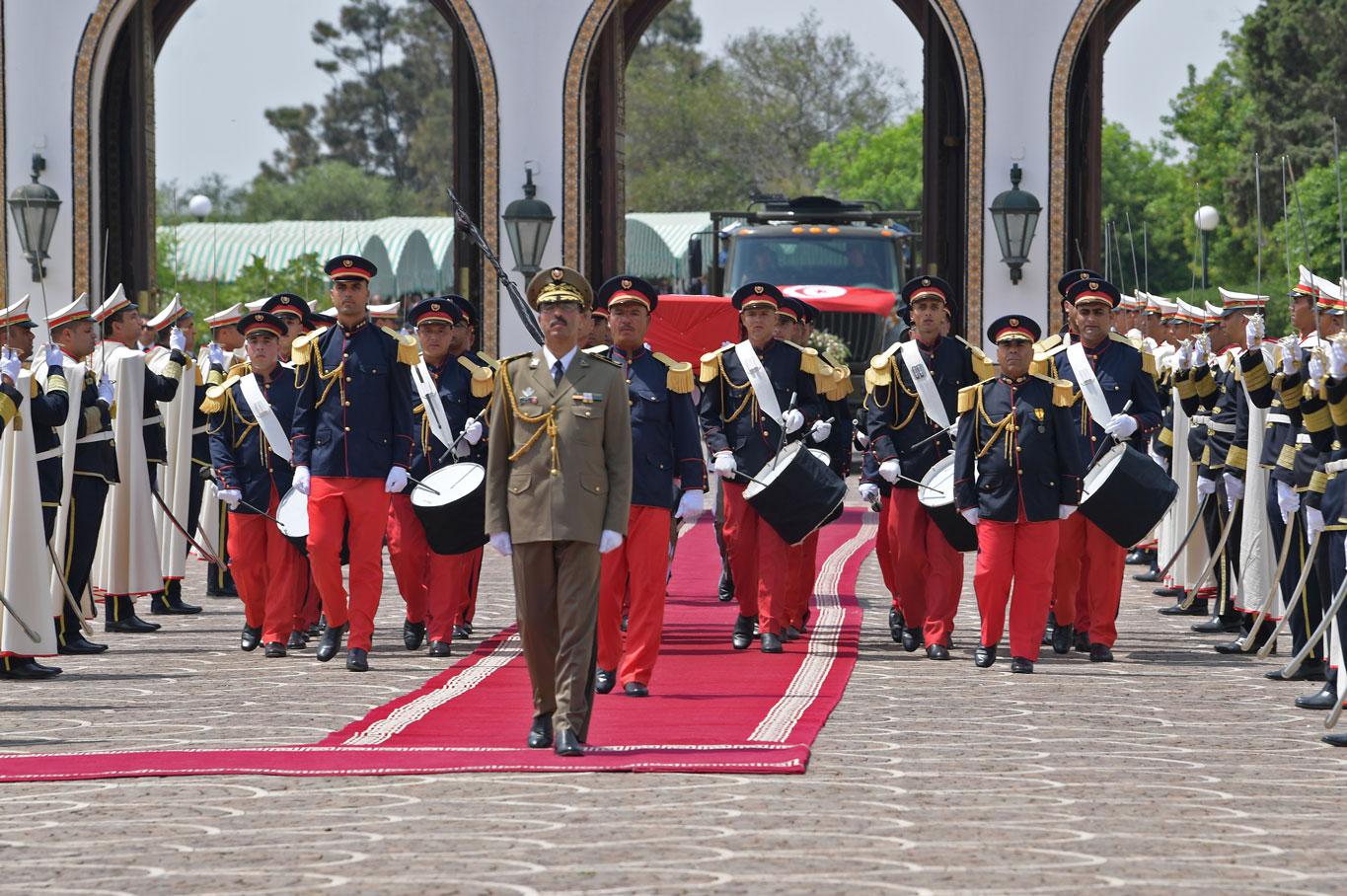 A military band performs during the state funeral of late President Beji Caid Essebsi