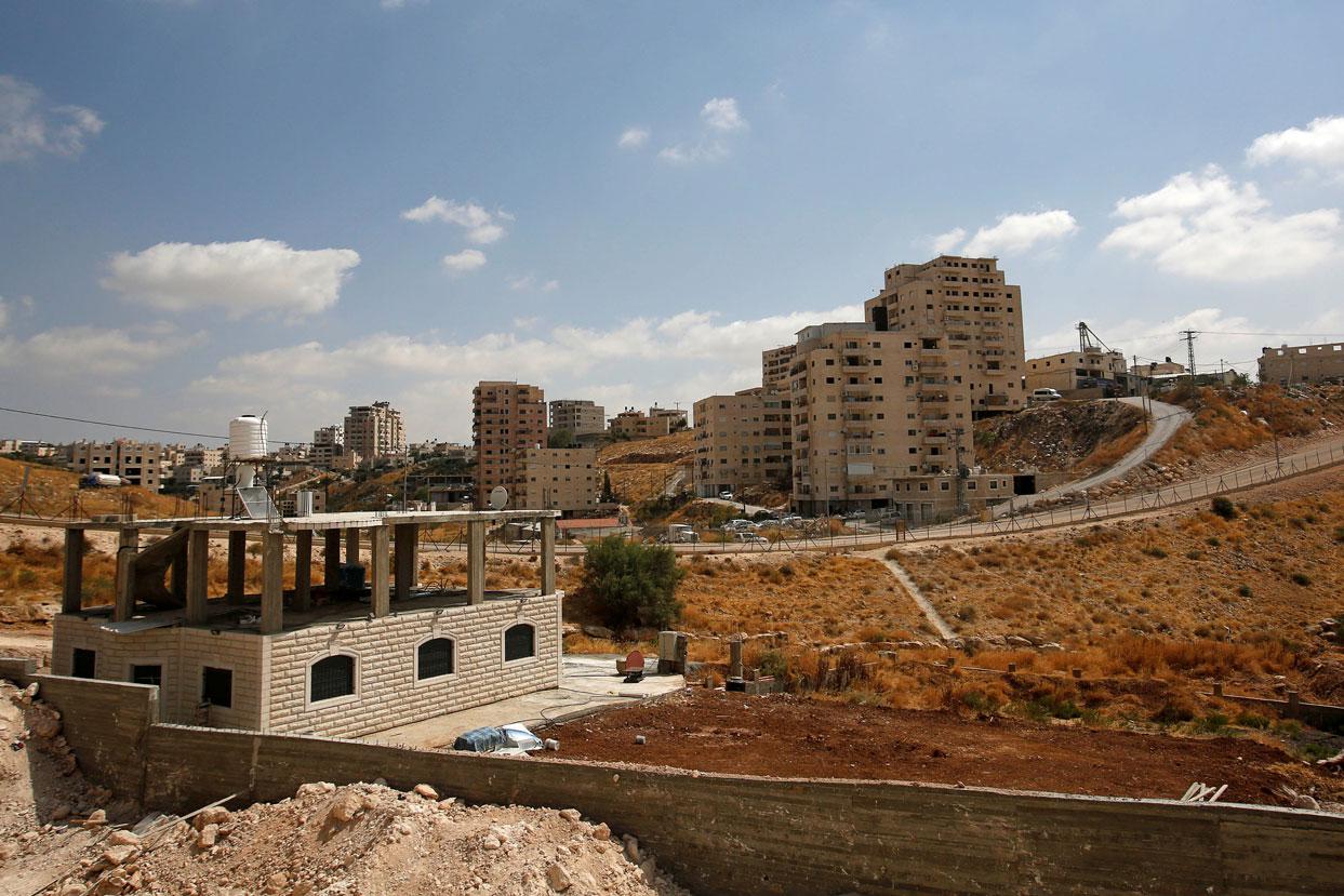A view shows Palestinian buildings in Sur Baher