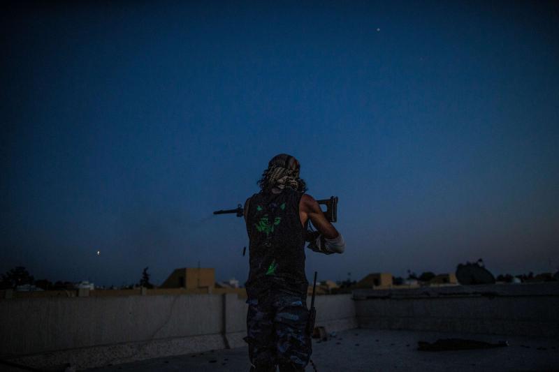 A Fighter of Libya's UN-backed Government of National Accord (GNA) of Fayez Sarraj, at Al-Yarmouk frontline. 