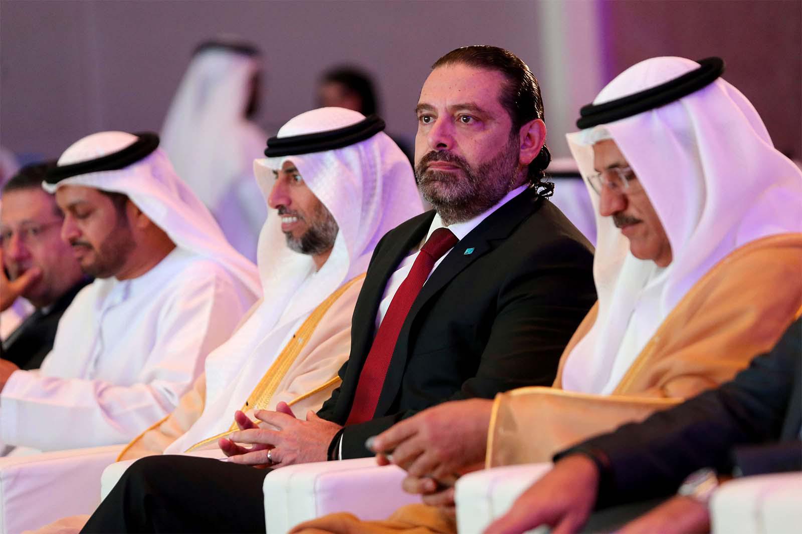 Lebanese Prime Minister Saad Hariri attends the UAE-Lebanon Investment Forum in Abu Dhabi