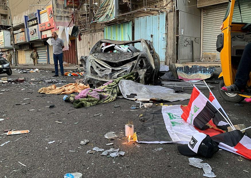 انفجار سيارة استهدفت المتظاهرين في ساحة الخلاني في العراق