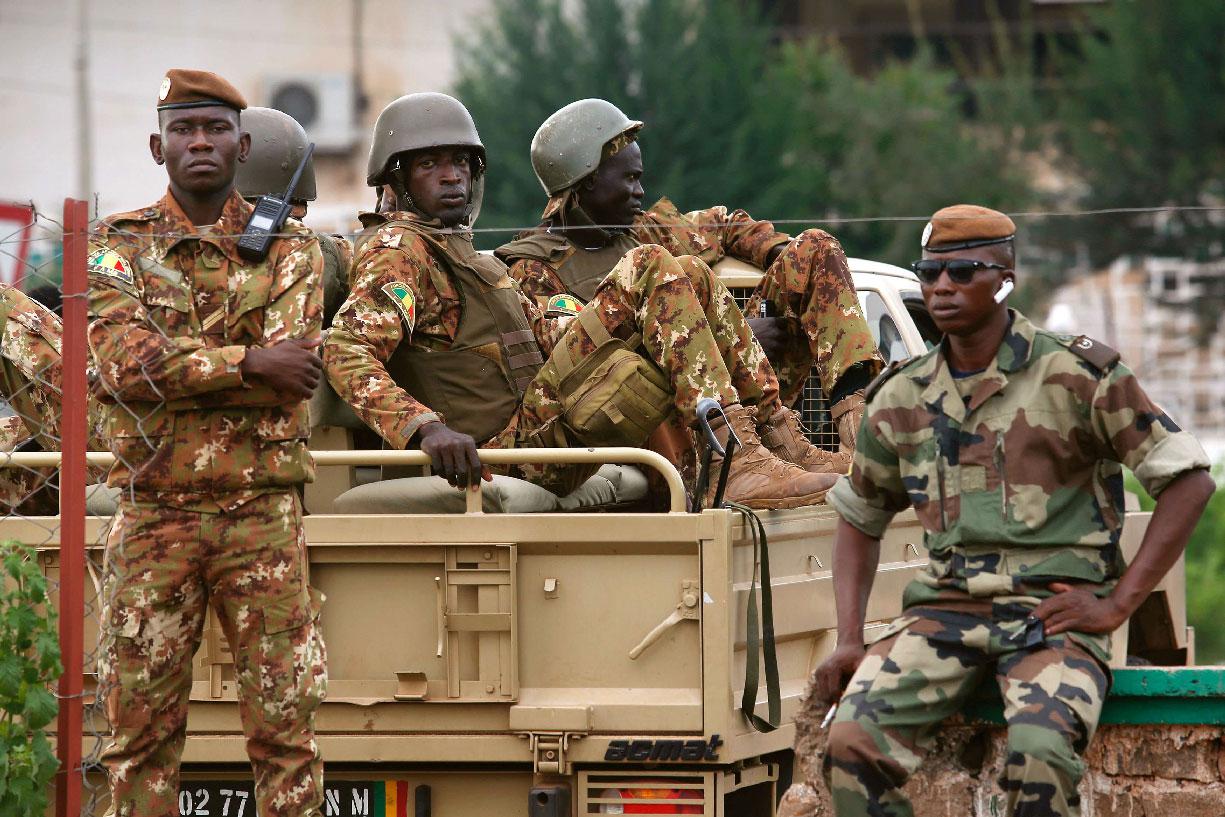Malian soldiers pictured in Bamako, Mali