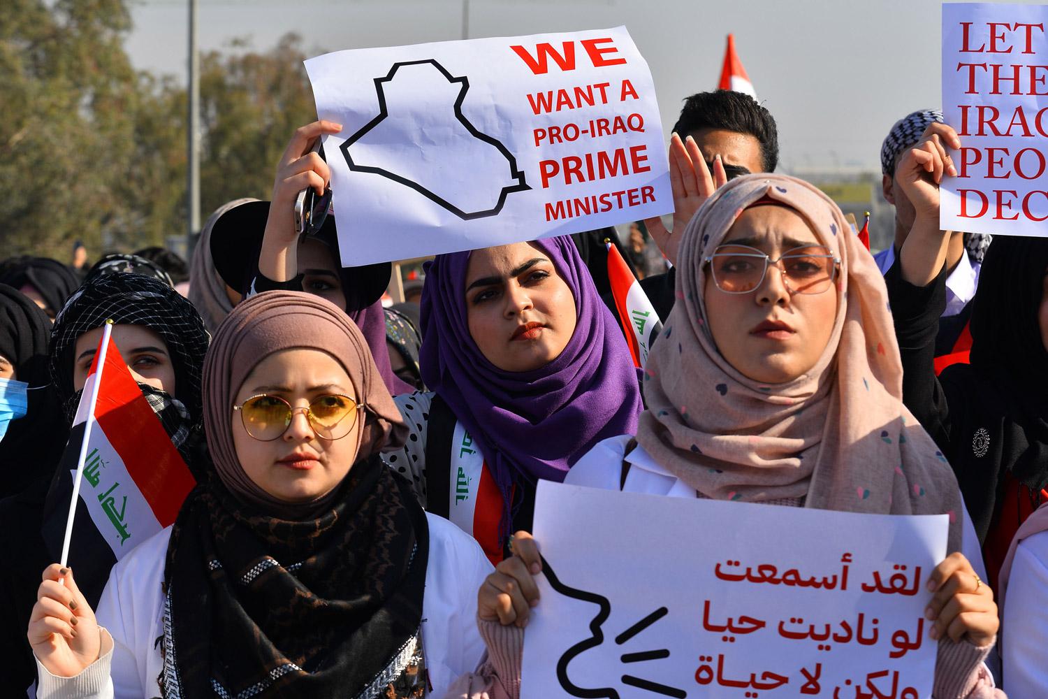 المتظاهرون العراقيون لن يقبلوا إلا برئيس وزراء مستقل ولائه للعراق فقط