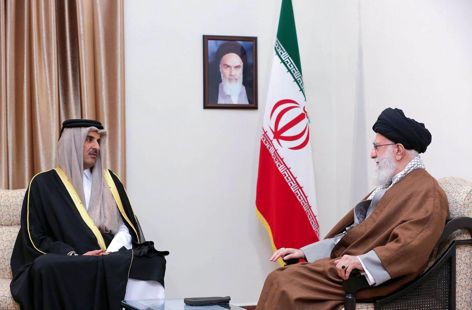 المرشد الأعلى علي خامنئي يستقبل أمير قطر الشيخ تميم بن حمد